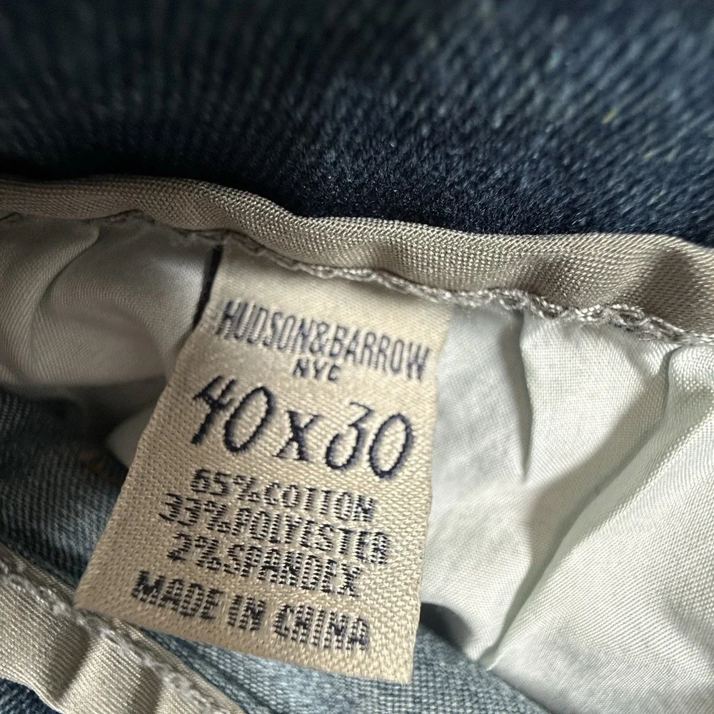 Hudson And Barrow Jeans Mens 40x30 NYC Slim Straight Stretch Medium Wash Blue